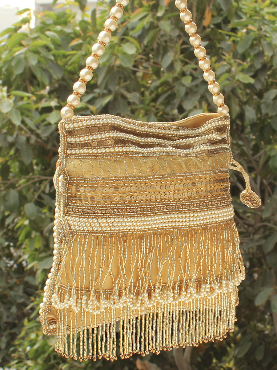 Mehar Potli Bag-Golden