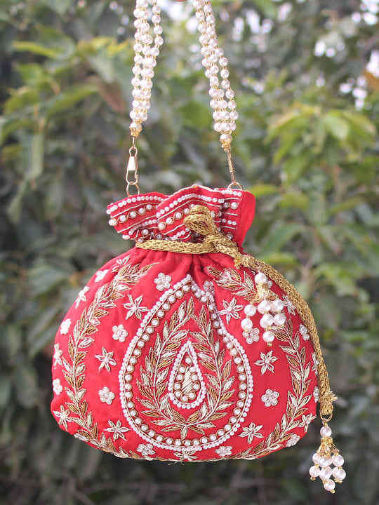 Ramsha Potli Bag-Red