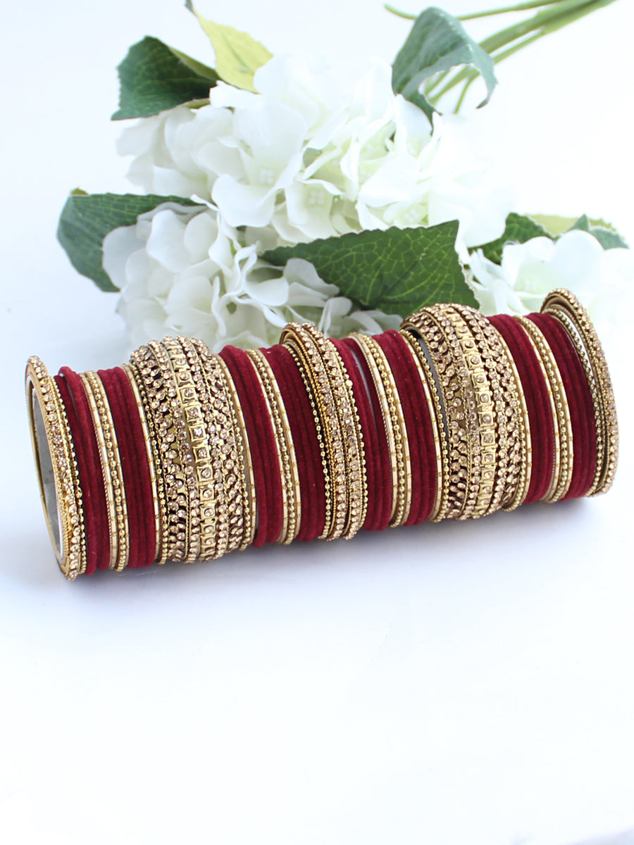 Maryam Bangle Set-Maroon