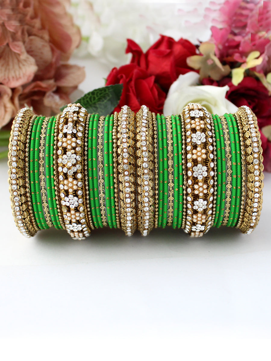 Mauli Bangle Set (White)-Green