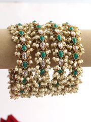 Kayra Bangle Set-Golden/Green