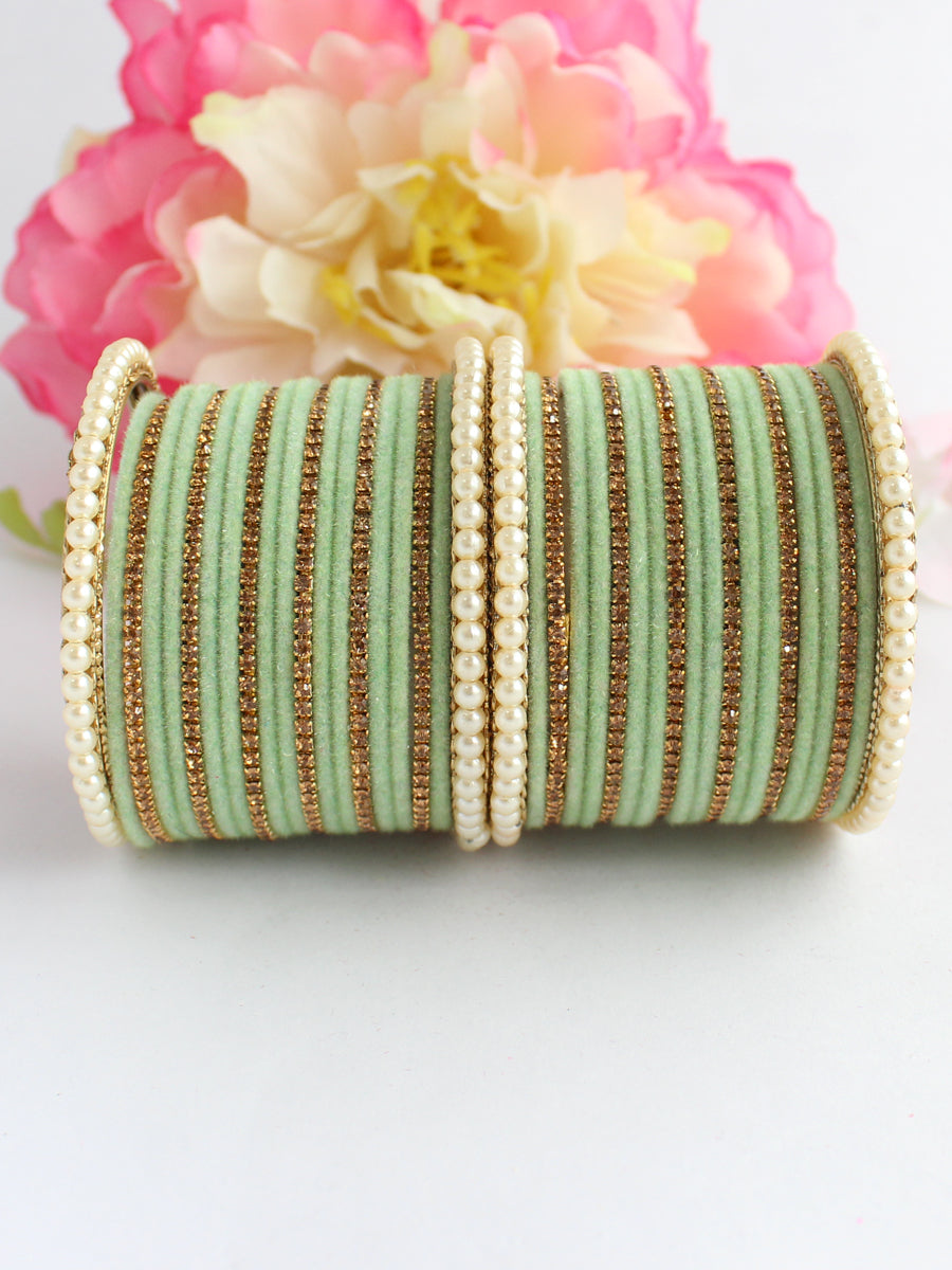 Jaanvi Bangle Set-Mint Green