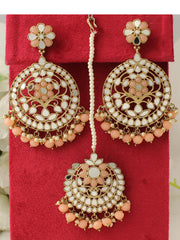 Roshini Earrings & Tikka-Peach