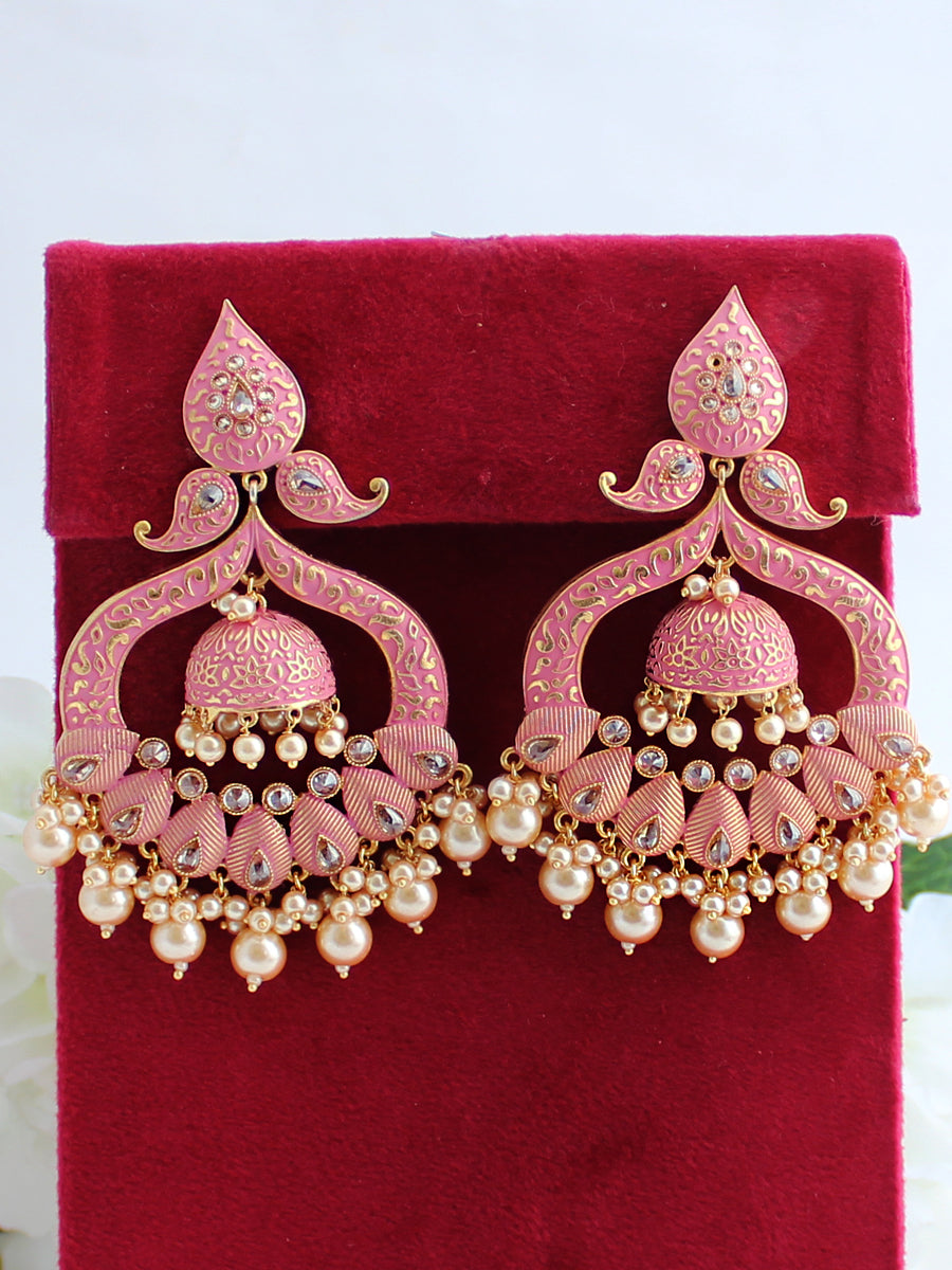 Yuvika Earrings-Pink