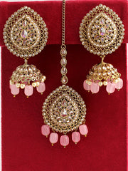 Rubina Earring & Tikka-Pastel Pink 