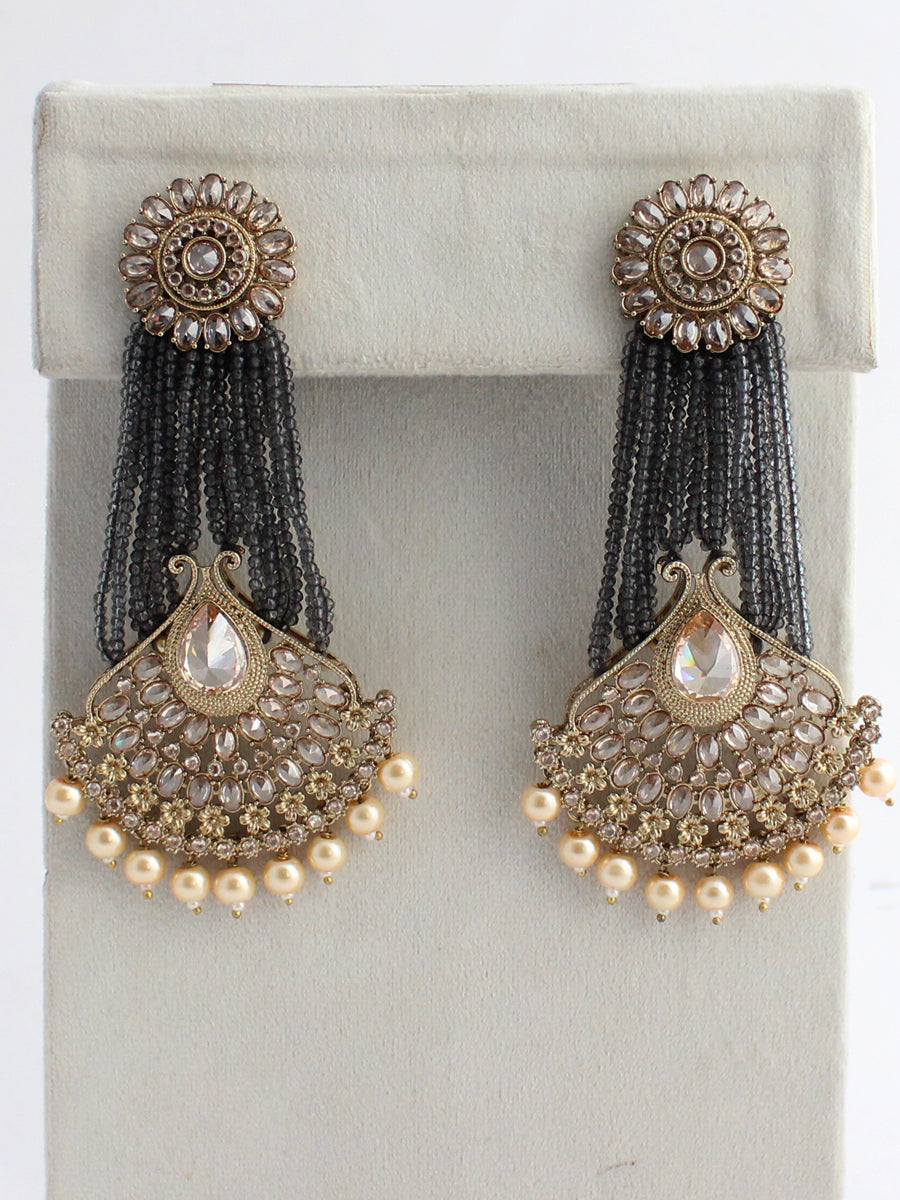 Diya Earrings-Grey