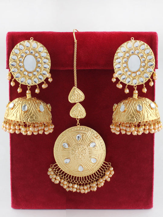 Simran Earrings & Tikka-Golden