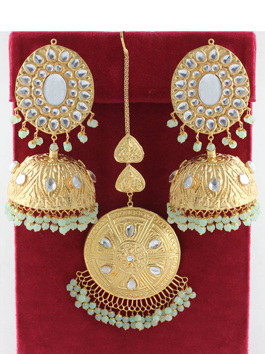 Simran Earrings & Tikka-Mint Green