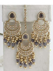 Sana Earrings & Tikka-Grey