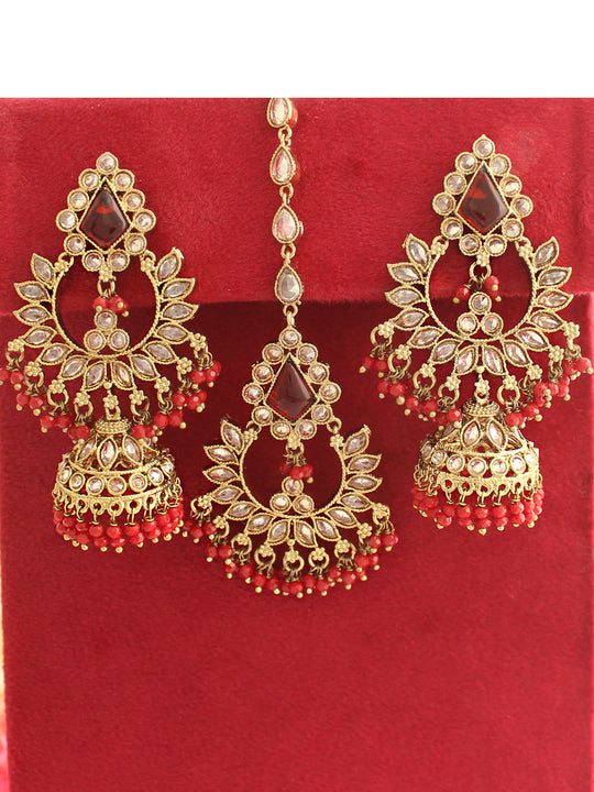 Kavya Earrings & Tikka-Maroon