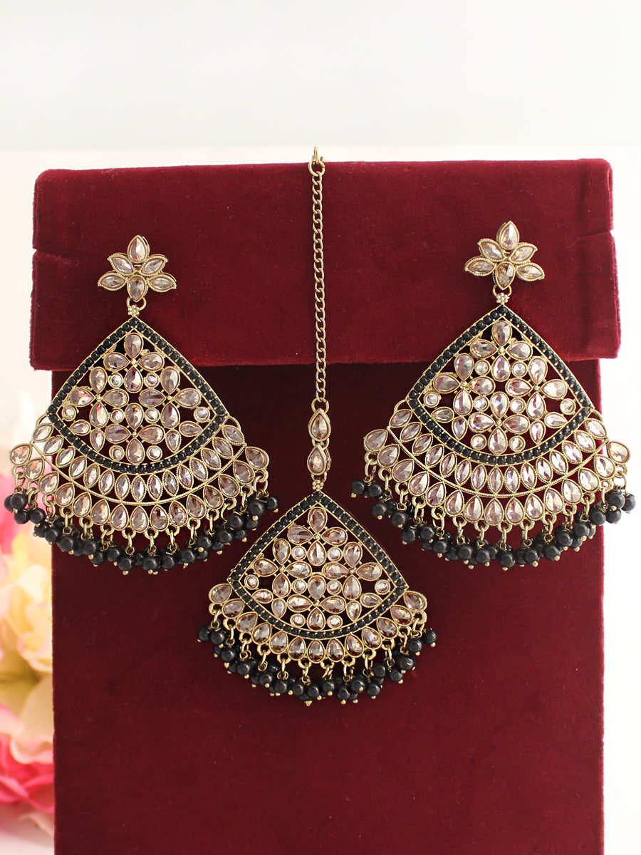 Shahin Earrings & Tikka-Black