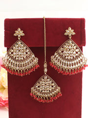 Shahin Earrings & Tikka-Red