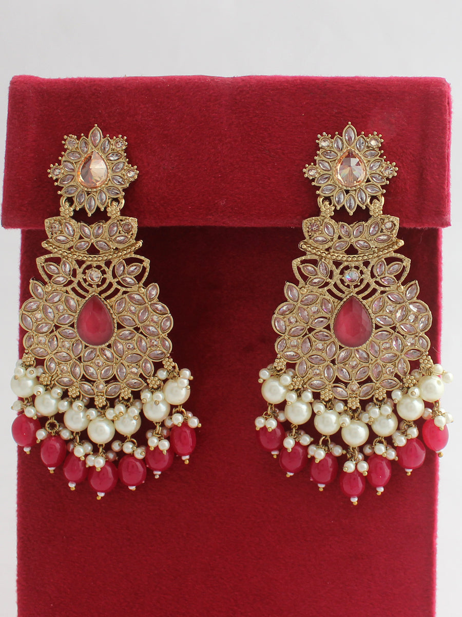 Dhaani Earrings-Ruby Pink