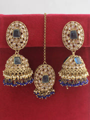 Saanvi Earrings & Tikka-Blue