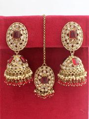 Saanvi Earrings & Tikka-Maroon