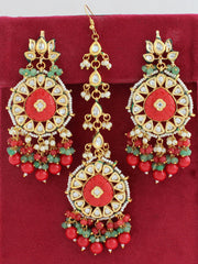 Akshara Earrings & Tikka-Red