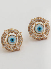 Evil Eye Stud Earrings-Golden