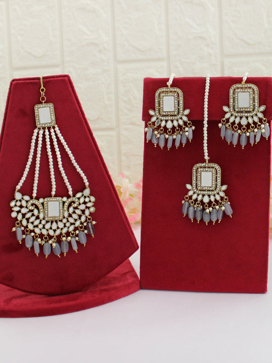 Krishti Mirror Earrings & Tikka