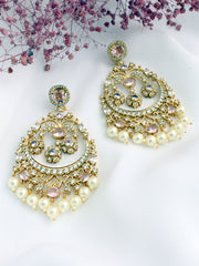 Avisha Chandbali Earrings - Pastel Pink