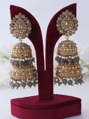 Poorva Jhumki Earrings-Grey