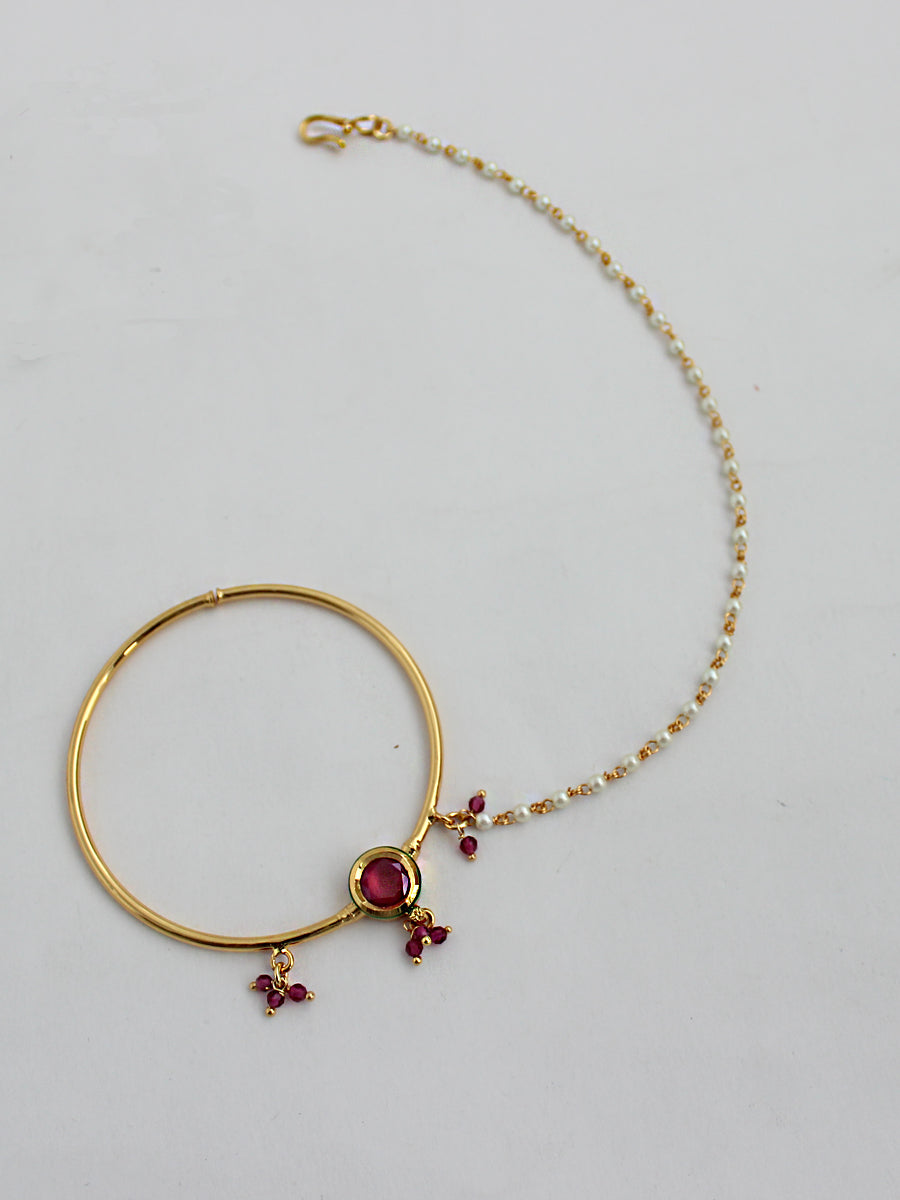 Ridhima Nose Ring-Ruby Pink