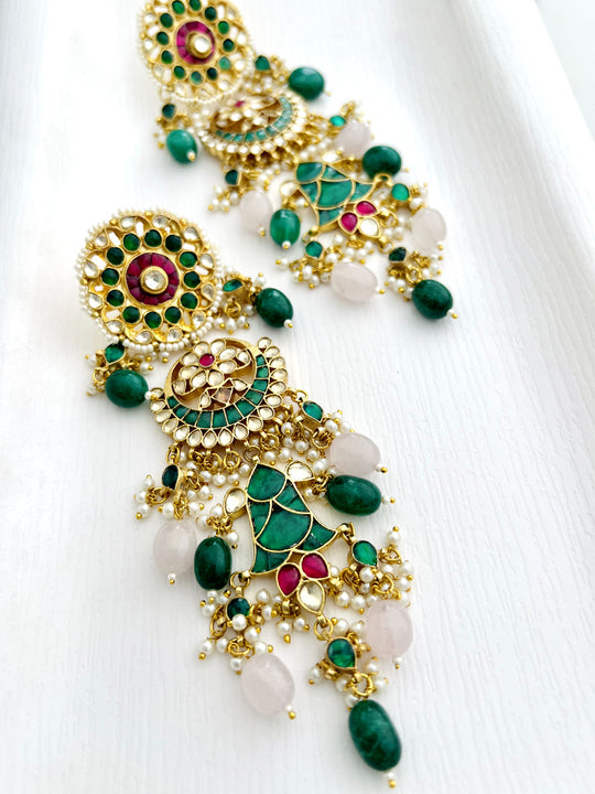 Netra Earrings-pink & Green