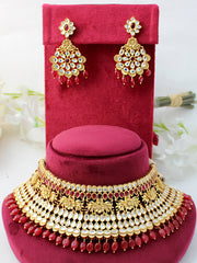 Mewar Choker Necklace Set - MAroon