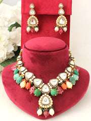 Patiala Bib Necklace Set-Multicolor