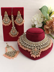 Somya Necklace Set-Peach