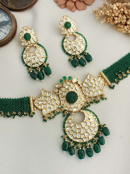 Gulmarg Necklace Set-Green