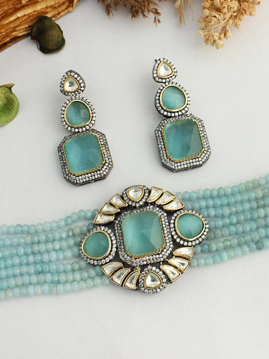 Nishtha Necklace Set-Pastel Blue