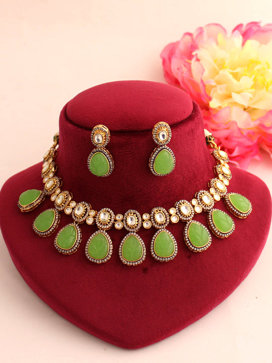 Aditi Necklace Set-Pistachio