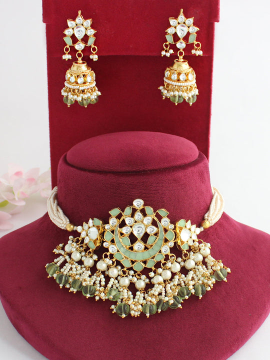 Riya Necklace Set-Mint Green