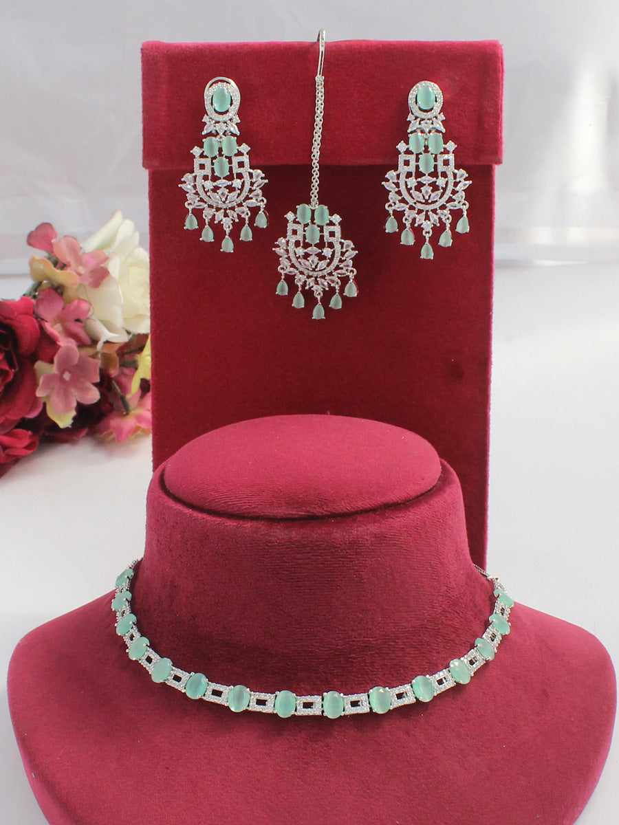 Aleena Necklace Set-Mint Green