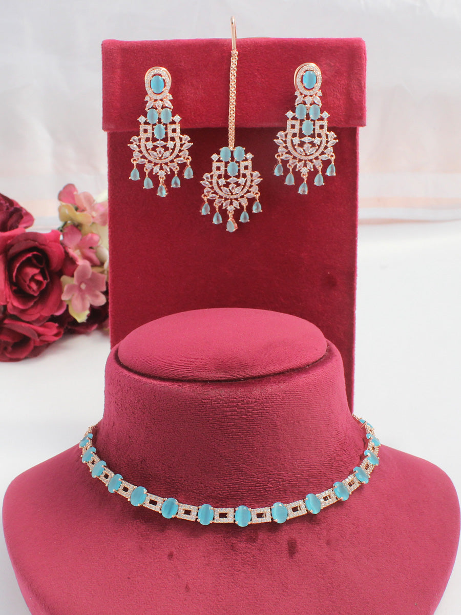 Aleena Necklace Set-Aqua