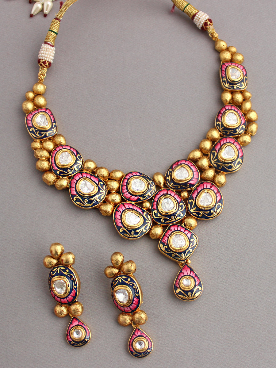 Falguni Meenakari Necklace Set-Multicolor