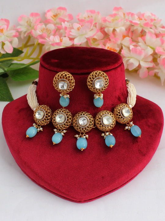 Prerna Necklace Set-Aqua