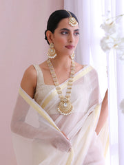 Madiha Long / Ranihaar Necklace Set-White