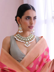 Ranchi Bib Necklace Set-White