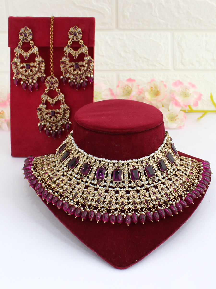 Devina Necklace Set-purple