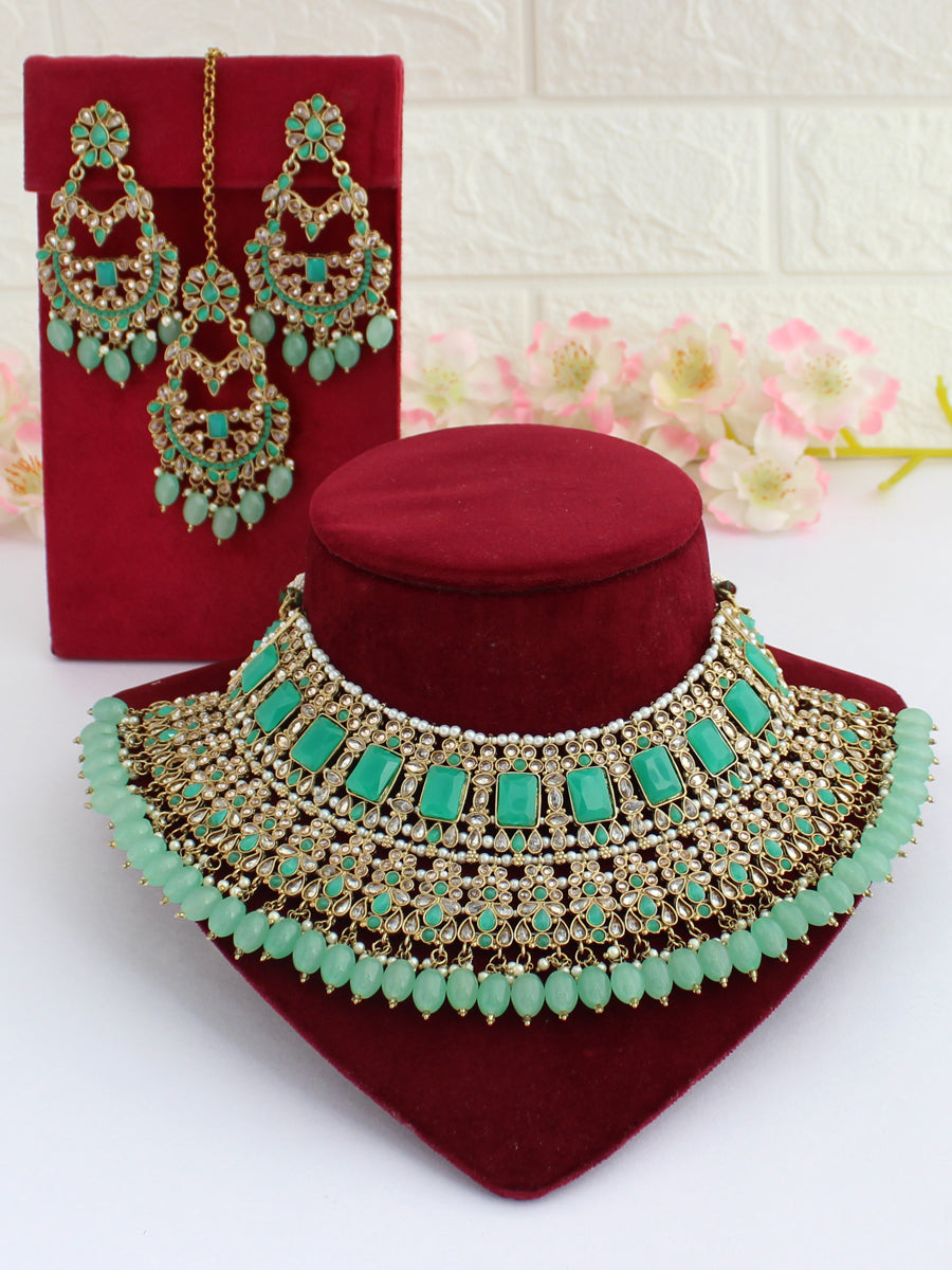 Devina Necklace Set-Mint Green