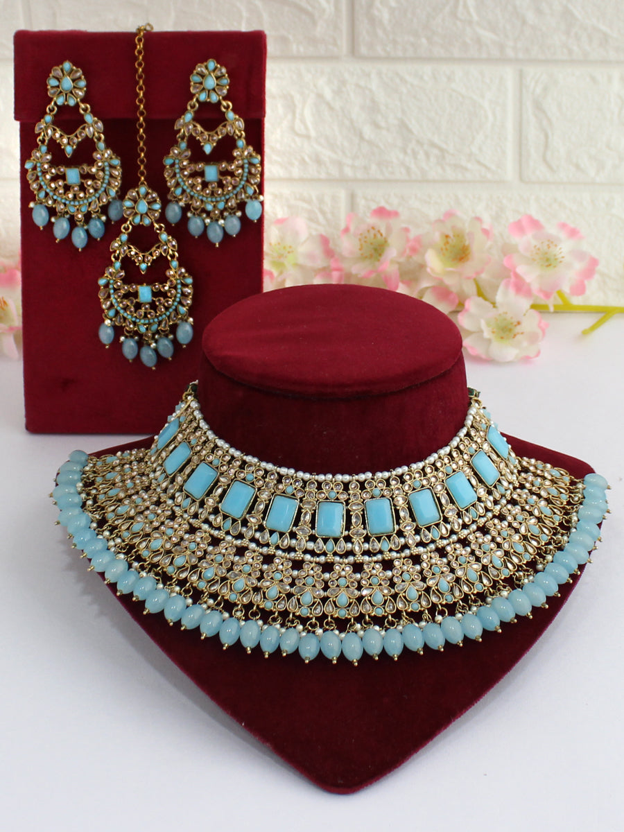 Devina Necklace Set-Pastel Blue