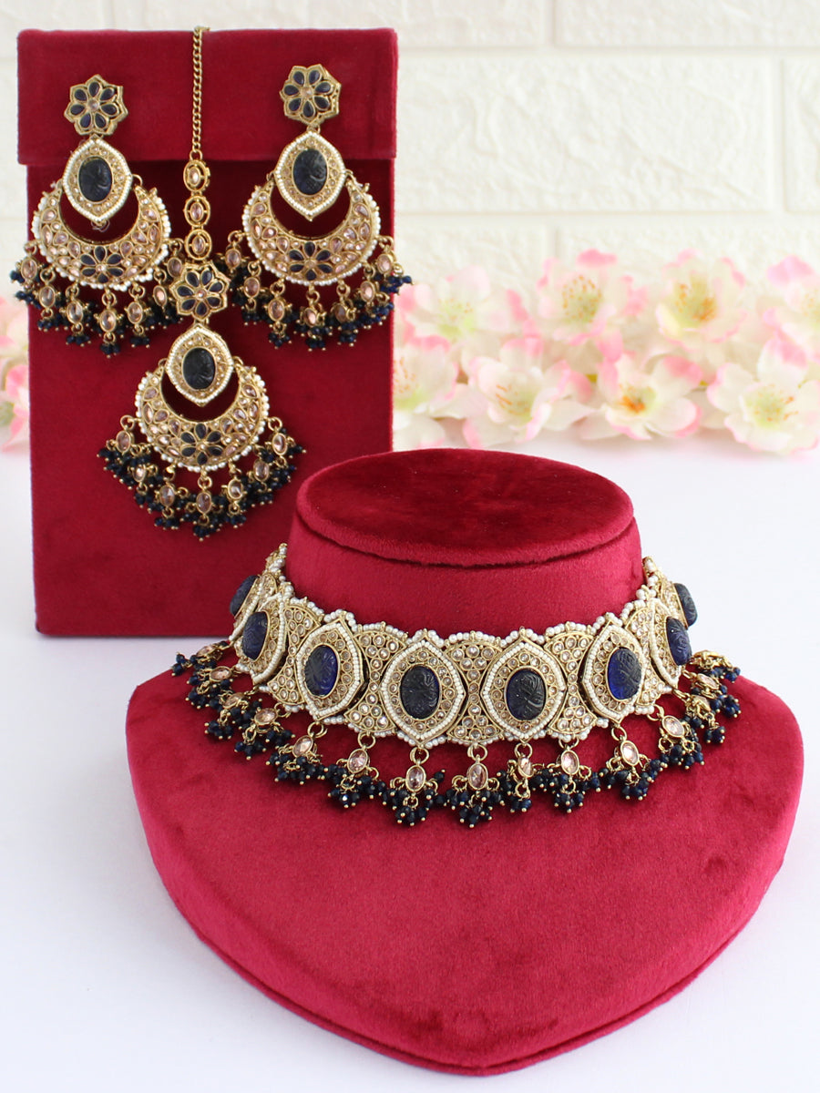 Ezzah Necklace Set-Blue