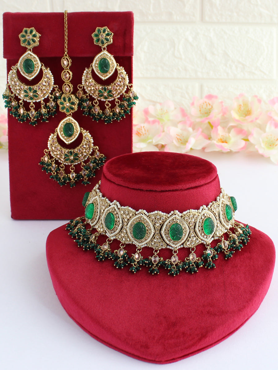 Ezzah Necklace Set-Green