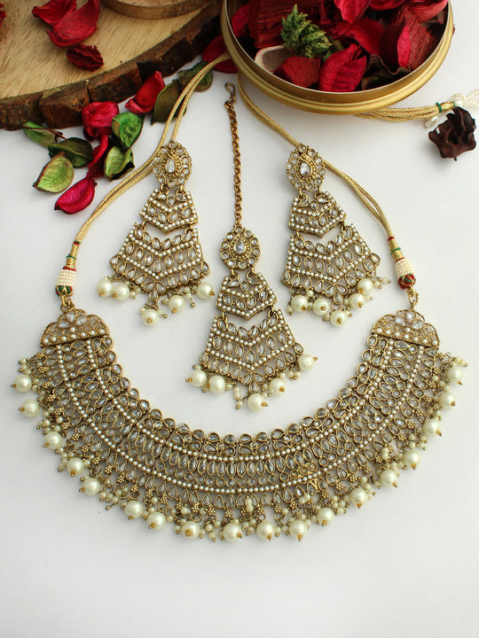 Megha Necklace Set-White