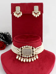 Pranika Choker Necklace Set-Ivory