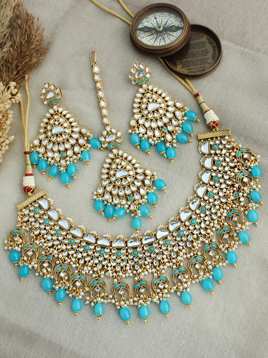 Aarzoo Necklace Set-Turquoise