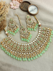 Yuvika Bib Necklace Set-Mint Green