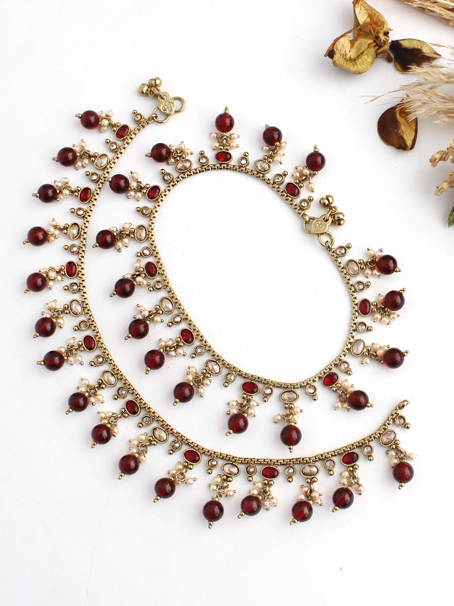 Simone Anklet Payal-Maroon