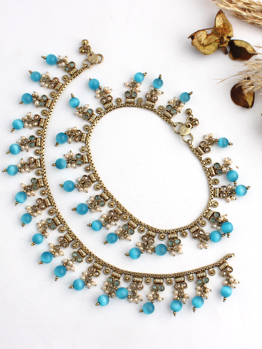 Rubina Anklet Payal-Turquoise